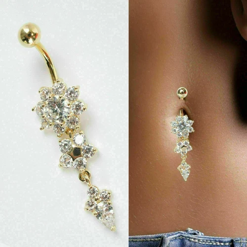 2Ct Round Lab-Created Diamond Belly Button Ring Wedding 14K Yellow Gold Finish