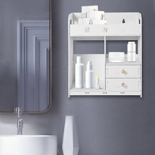 Bathroom Wall Mounted Cabinet Storage Cupboard Organizer White Furniture
