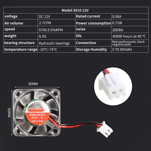 LED Extruder Heat Luminous Cooling Fan 12V/24V Fan for PRUSA EMDER VORON VZBOT - Afbeelding 5 van 15
