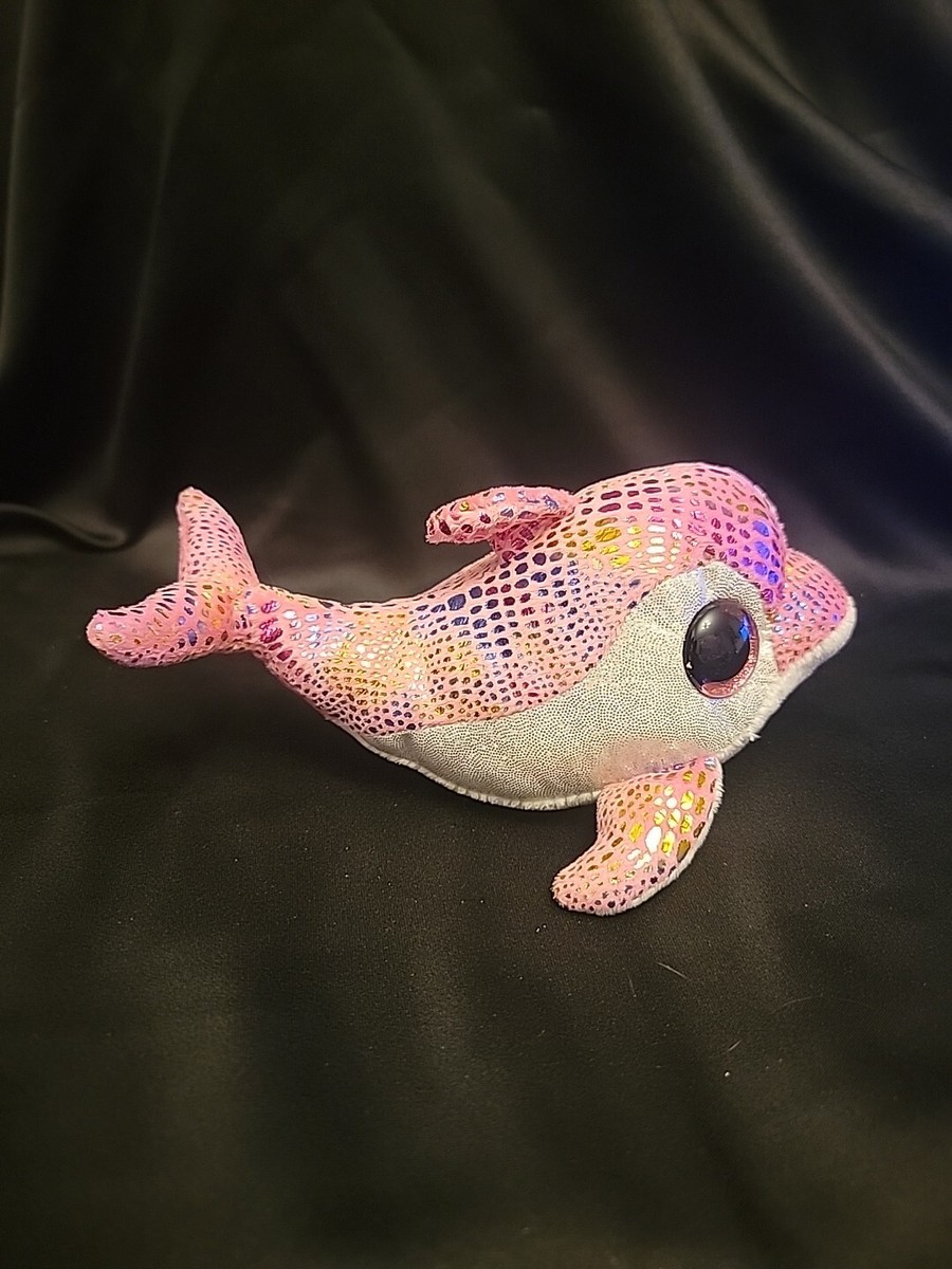 TY Beanie Boos Surf-Delphin, 15 Cm, Pink – Plüschtier Mit Großen Kulleraugen