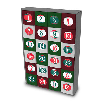 itenga Adventskalender zum Füllen 24x Würfel Boxen 5cm Zahlen rot grün weiß neu