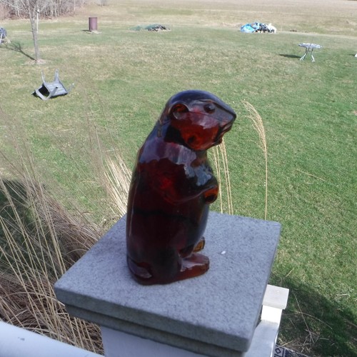 Imperial Nut Brown Glass Woodchuck Vintage 4.5 in - Picture 3 of 11