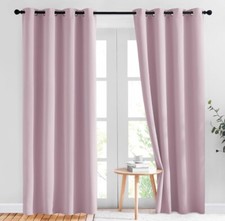 Blackout Curtains for Girls Room, Thermal Insulated Solid Grommet Room, Pink