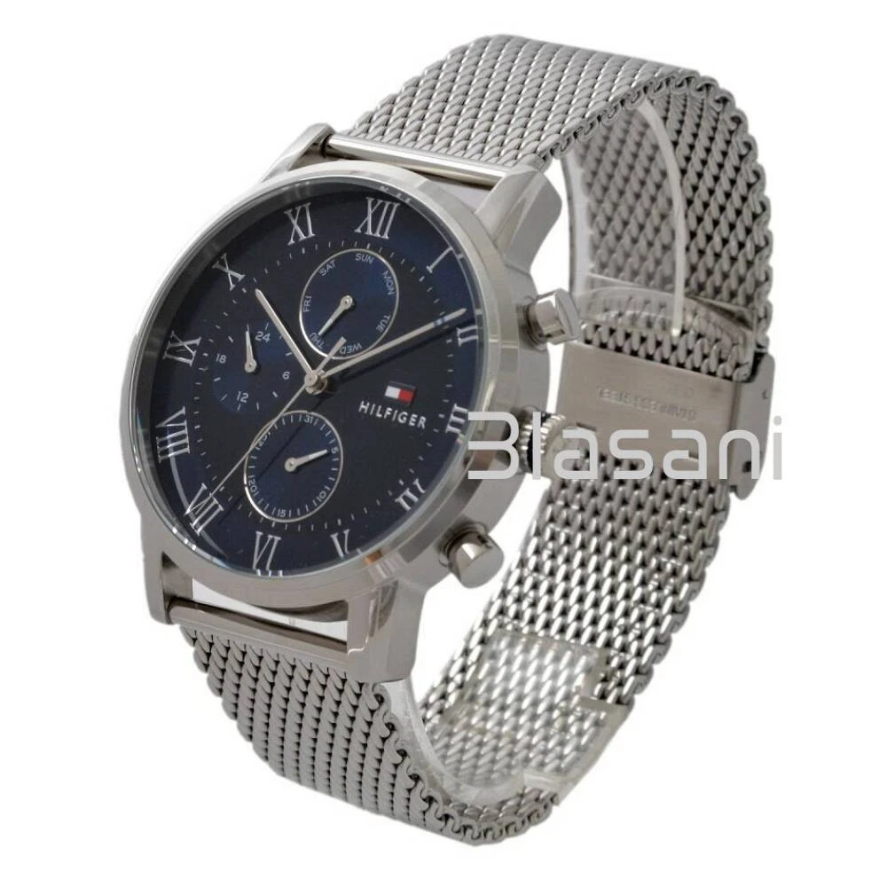 Tommy Hilfiger 1791398 Men s Silver Stainless Steel Blue Dial Steel Watch 44mm