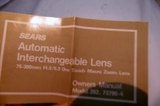 Sears 75-300mm f4.5-5 202 Lens guide instruction manual