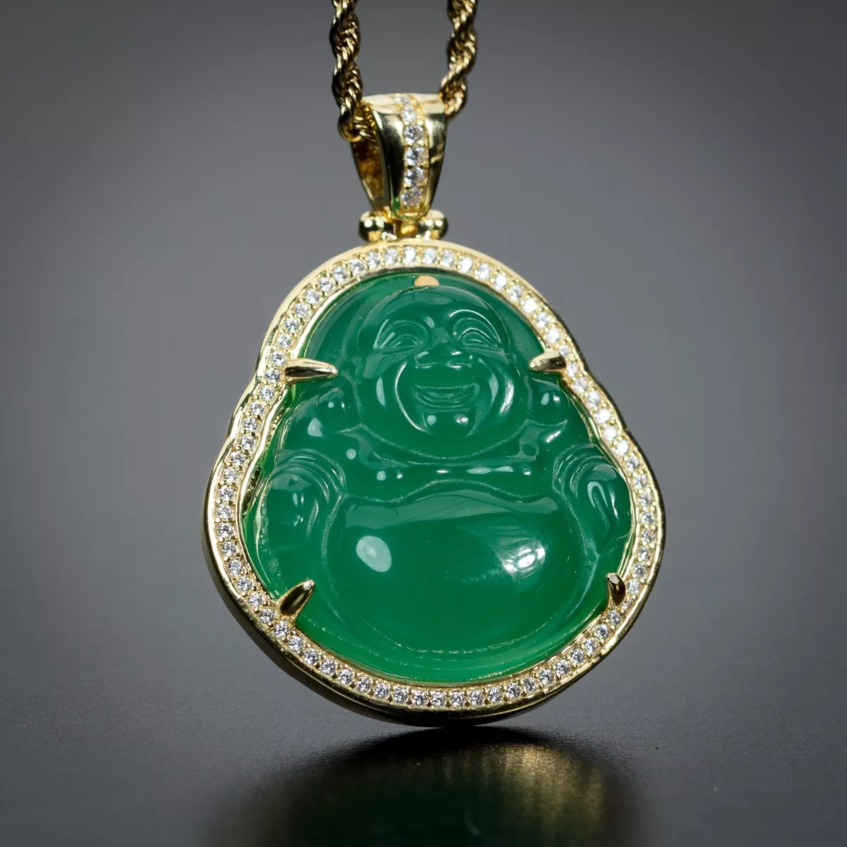 Gold chain deals jade buddha