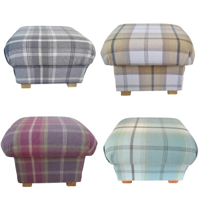 Porter & Stone Balmoral Karo Stoff Fußhocker Pouf Fußteil Tartan Kariert