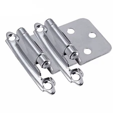Lot of 25 Pairs (50pcs) Self Closing OVERLAY Flush Cabinet Hinges - Chrome