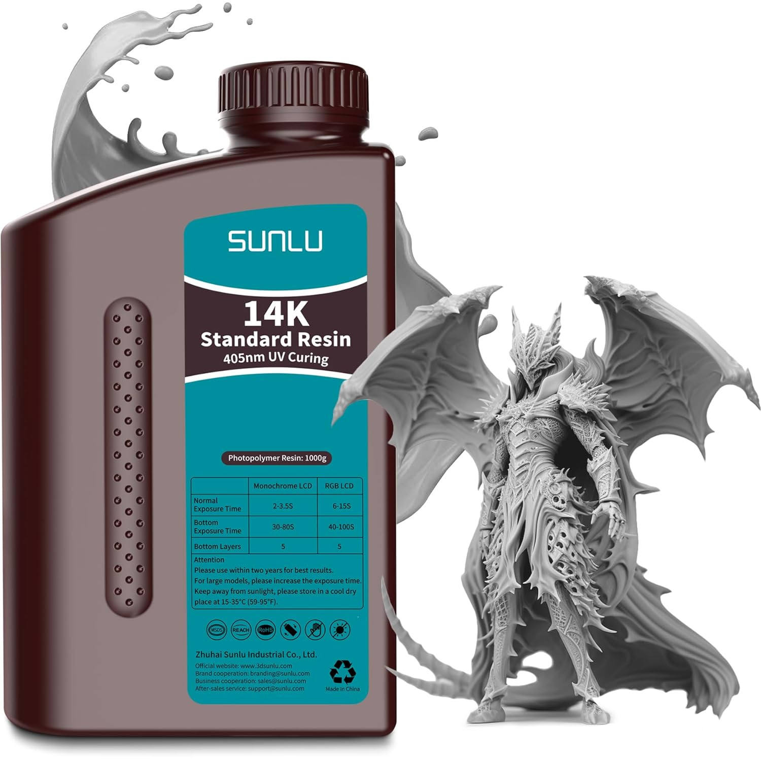 SUNLU 14K Standard Photopolymer Resin 405nm UV Hochpräzise 3D Drucker Harz 1KG