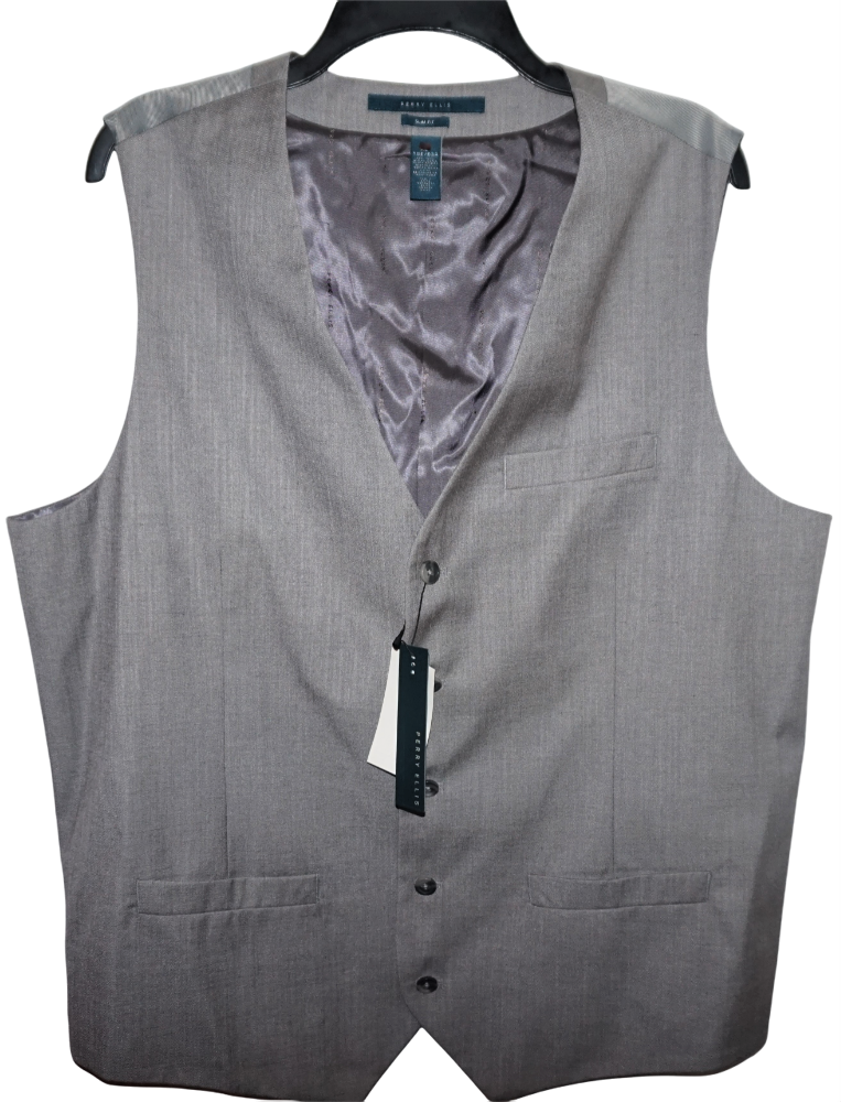 Perry Ellis Vest Tall XLT Slim Fit Brushed Nickel Silver