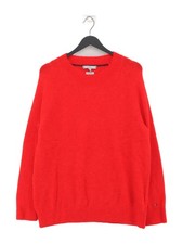 Tommy Hilfiger Men's Jumper L Red Polyamide with Wool, Other Round Neck Pullover