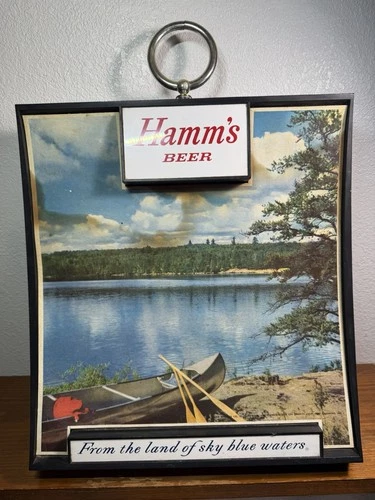 Hamms Beer Landscape Scene Non Lighted Sign With Easel Back Vintage Baltimore