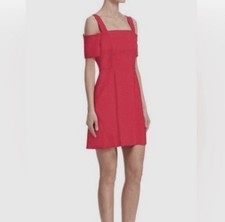 A.L.C. Calla Ramie Blend Cold Shoulder Dress in Red Mini Women’s 4