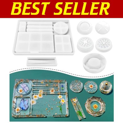 6 PCS Silicone Molds for Resin - Large Rolling Tray & Grinder Set for DIY Art