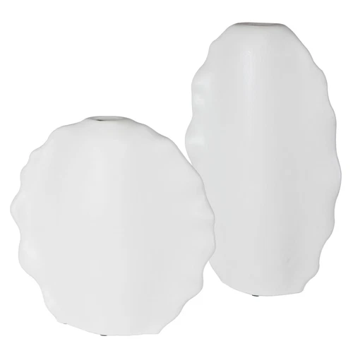 Uttermost Ruffled Feathers Modern White Vases S/2 - Picture 2 of 2