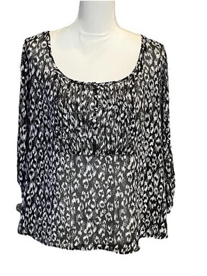 Torrid Blouse Black White Sheer Sz 0 Lightweight
