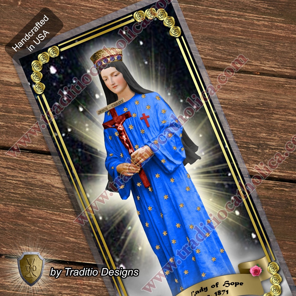 knee length dresses for ladies Lovely Lady Dressed In Blue Holy Card – Mary Immaculate Queen Center main image 1