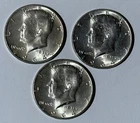 Lot of Three (3) Beautiful 90% Silver Kennedy Half Dollars 1964 P - BU/AU