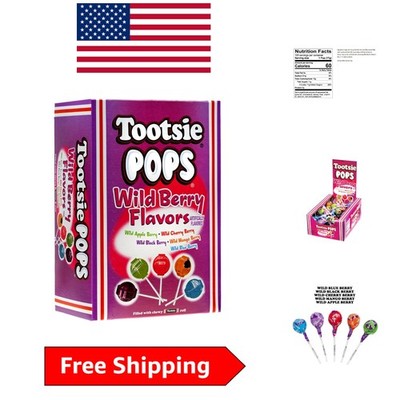 Tootsie Pops Assorted Wild Berry Lollipops, 100 Count - Gluten Free, Peanut Free