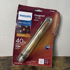 Vintage Philips 40W Equivalent T10 Dimmable Edison LED 4.5W Bulb Warm White