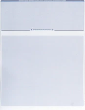 Computer Check Paper - 50 Pack - Blank Stock Check on Top and Stub on Bottom - S