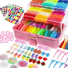 obeoby 17500+ Rubber Band Bracelet Kit with 3 Layer Transparent Pink 