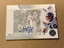 Geoffrey Cantin-Arku 2025 Upper Deck CFL Game Used Autograph Montreal Alouettes