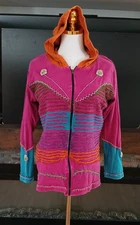 Greater Good Network Butterfly Embrace Hooded Jacket Embraided Colorful Zip Up