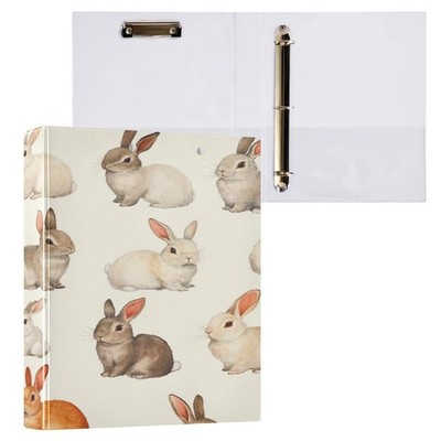 3 Ring Binder Folder Rabbits Bunny 1.5 Inch Large Decorative Clipboard Binder...