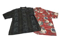 Lot Of 2 Tommy Bahama Mens Multicolor Silk Floral Hawaiian Shirts Size Large