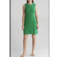 Eliza J Women't Crochet Overlay Dress Green Sz M