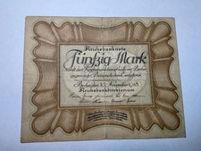 Germany 50 Marks 1918 Circulated Banknote Good Condition Vintage Paper Currency