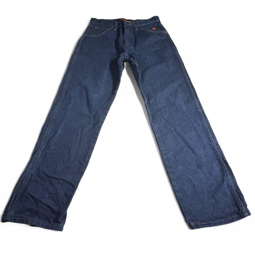 Wrangler FR Jeans Herren 30x32 Relaxed Denim Blau Flame Resistant Hose Cat2