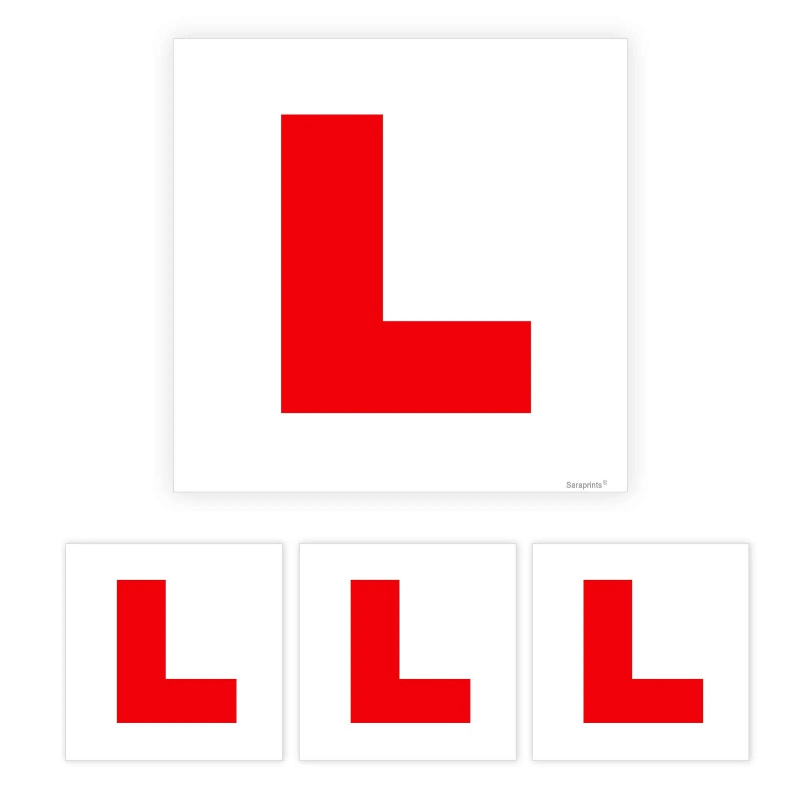 Pack of 4 L Plates Sticker Self Adhesive Learner Plates Stick on L Plates