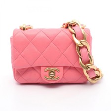 Chanel Matelasse Leather Shoulder Bag Women Pink One Size 579742