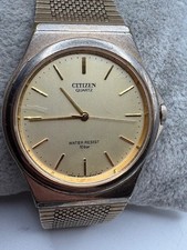 Vintage Men's Citizen T4-G02638 Gold Tone Mesh Band Quartz Watch New Battery