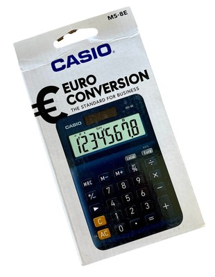 Casio MS-8E Tischrechner 8 Ziffern LCD Display Blau Euro Währungsumrechnung