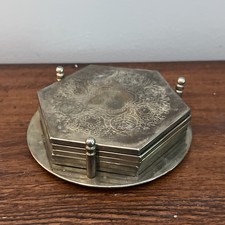 Set of 5 Vintage Metal Hexagonal Coasters orn...