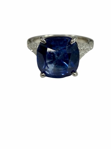 GIA Certified 3.71 ct Cushion Ceylon Sapphire & 1 ctw Diamonds Platinum Ring