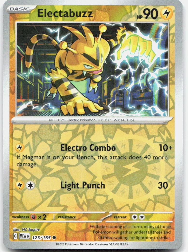 Electabuzz 125/165 Common 151 Pokemon Reverse Holo Near Mint