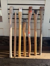 Vintage lot of 7 mixed good straight usable axe handles.