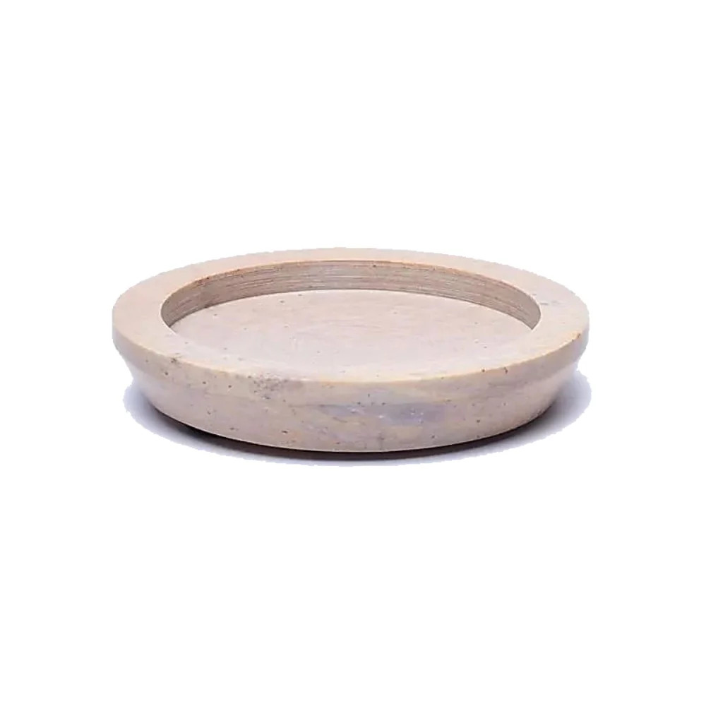 Natural Beige Soapstone Pillar Candle & Incense Holder – 9.5cm