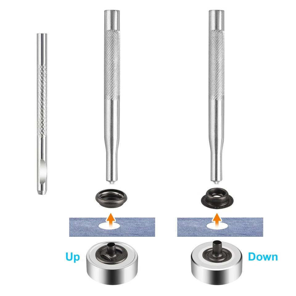 For Leather Craft 70 Sets 15mm 5/8" Heavy Duty Snap Fasteners Kit Metal Button - Image 3 of 4