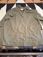 Green Fleece Pullover Sweatshirt Collared Neck Long Sleeve L woman s