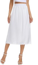 Vlazom Women's Satin Half Slip for Under Dress Long Underskirt Soft Under Slips