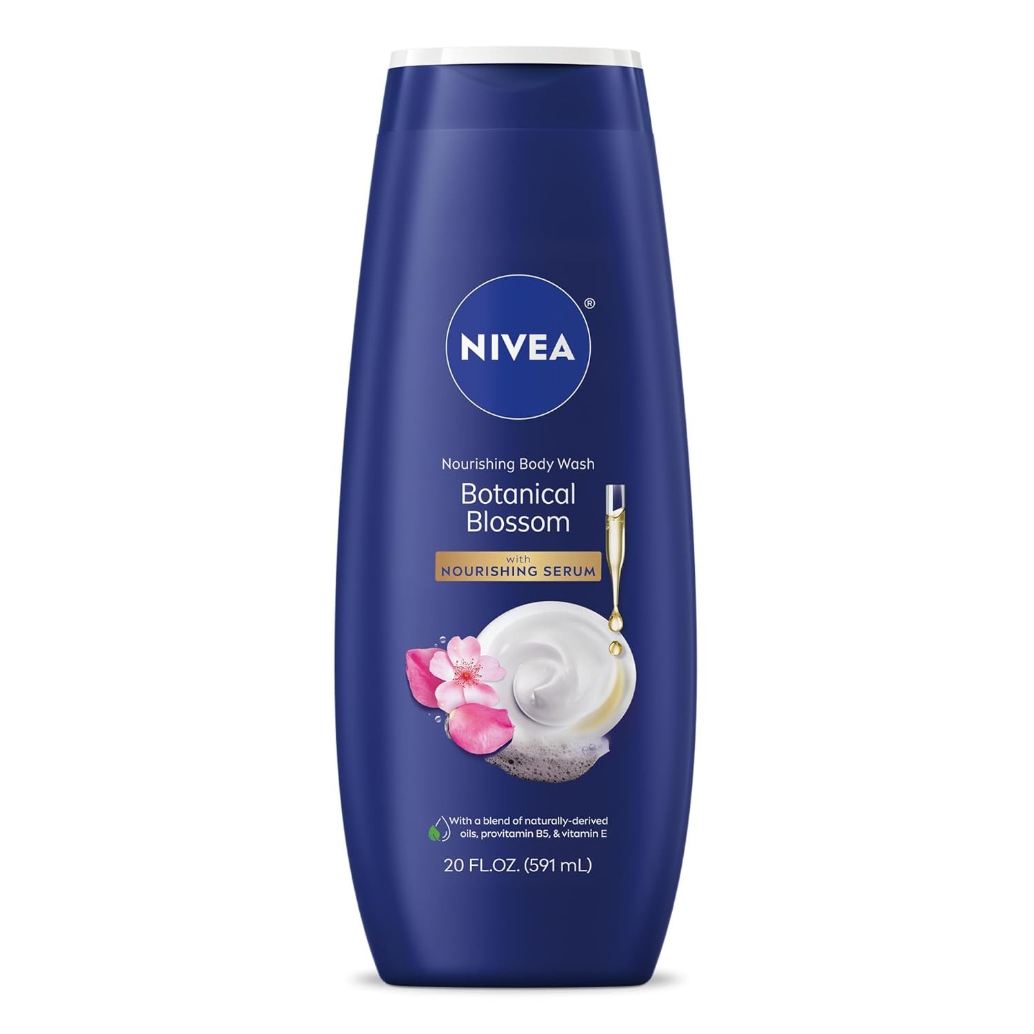 NIVEA Nourishing Botanical Blossom Body Wash with Nourishing Serum, 20 Fl Oz