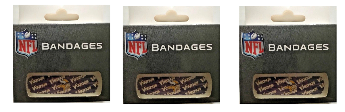 Lot 3 Boxes NFL Minnesota Vikings 120 Count Bandages First Aid 3