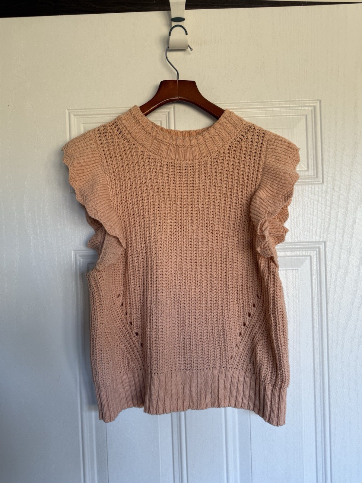 Universal thread light orange chunky pullover swe… - image 2