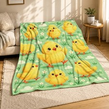 Baby Chick Coral Fleece Blanket Cute Spring Farm Decor