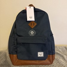 Image of Herschel Backpack Navy & Tan Durable Travel School College Bag Rare